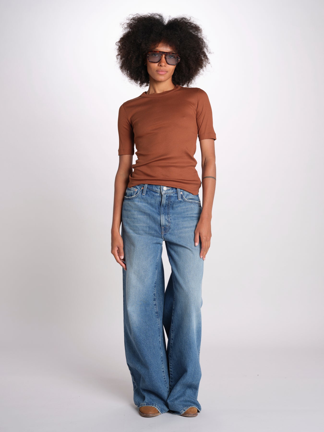 tshirt manica corta a costine KRISTIN IO1100X2351 TOBACCO BR208 ivy oak 