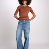 tshirt manica corta a costine KRISTIN IO1100X2351 TOBACCO BR208 ivy oak 