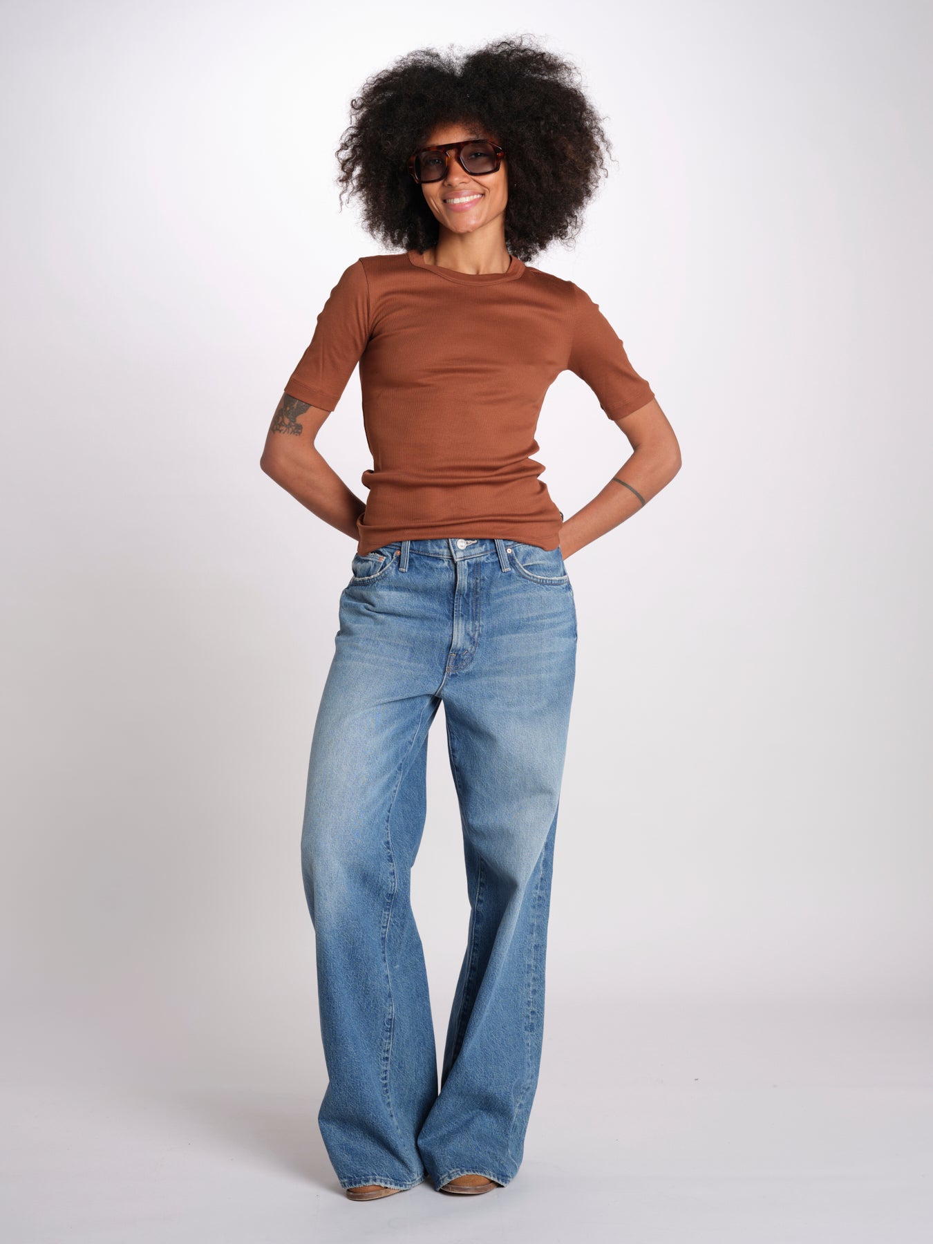 tshirt manica corta a costine KRISTIN IO1100X2351 TOBACCO BR208 ivy oak 