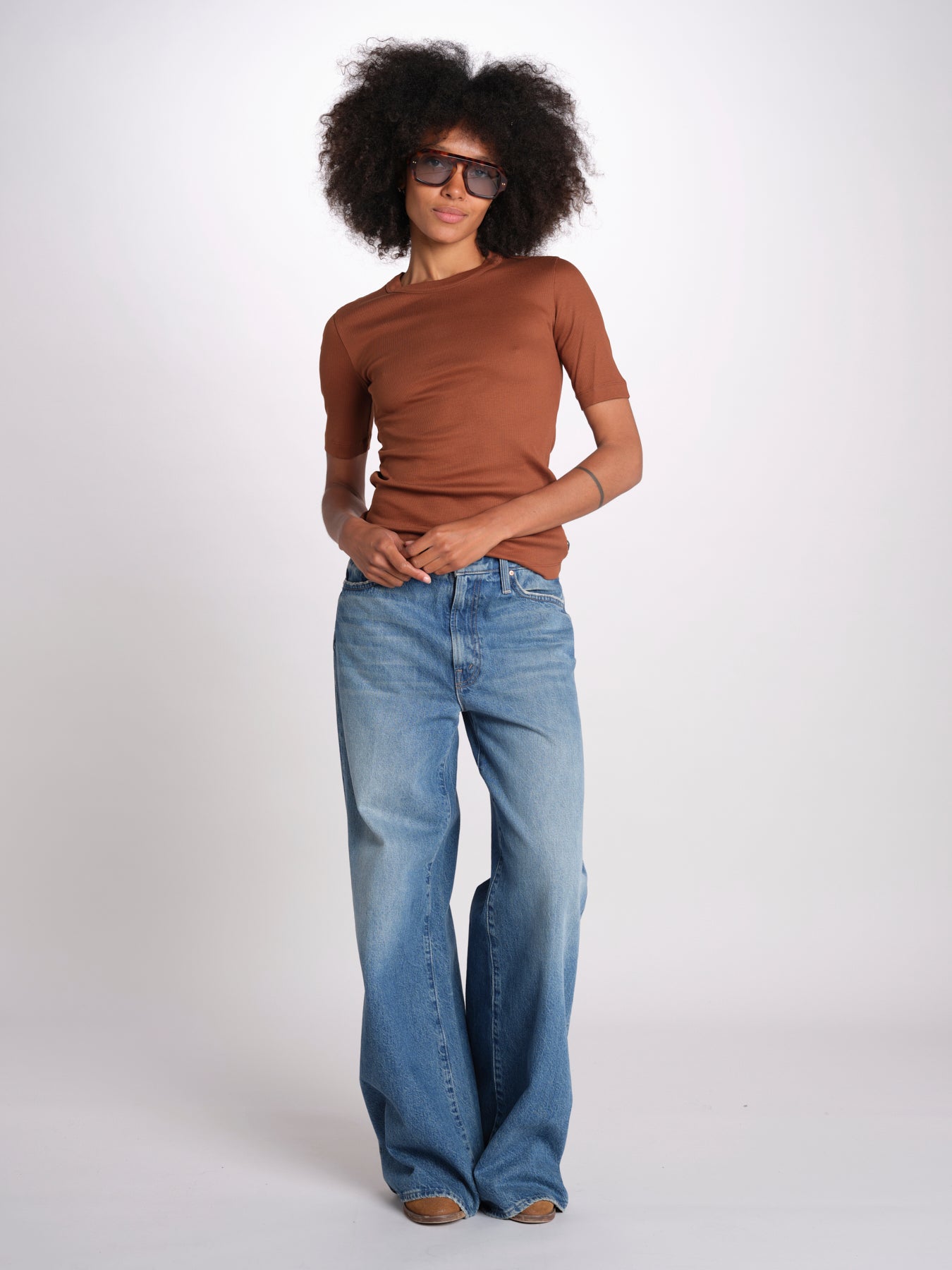 tshirt manica corta a costine KRISTIN IO1100X2351 TOBACCO BR208 ivy oak 
