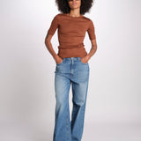 tshirt manica corta a costine KRISTIN IO1100X2351 TOBACCO BR208 ivy oak 