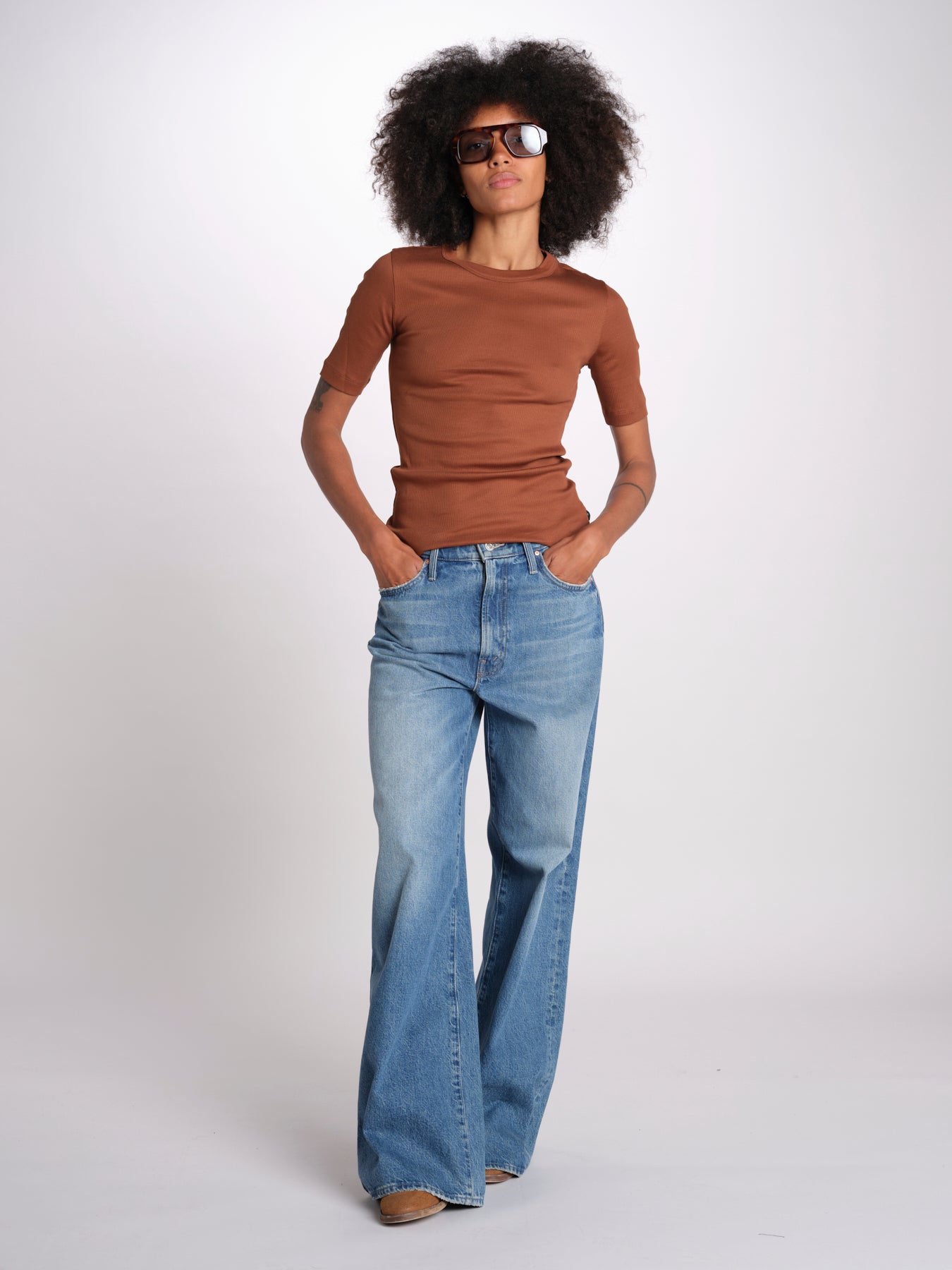 tshirt manica corta a costine KRISTIN IO1100X2351 TOBACCO BR208 ivy oak 