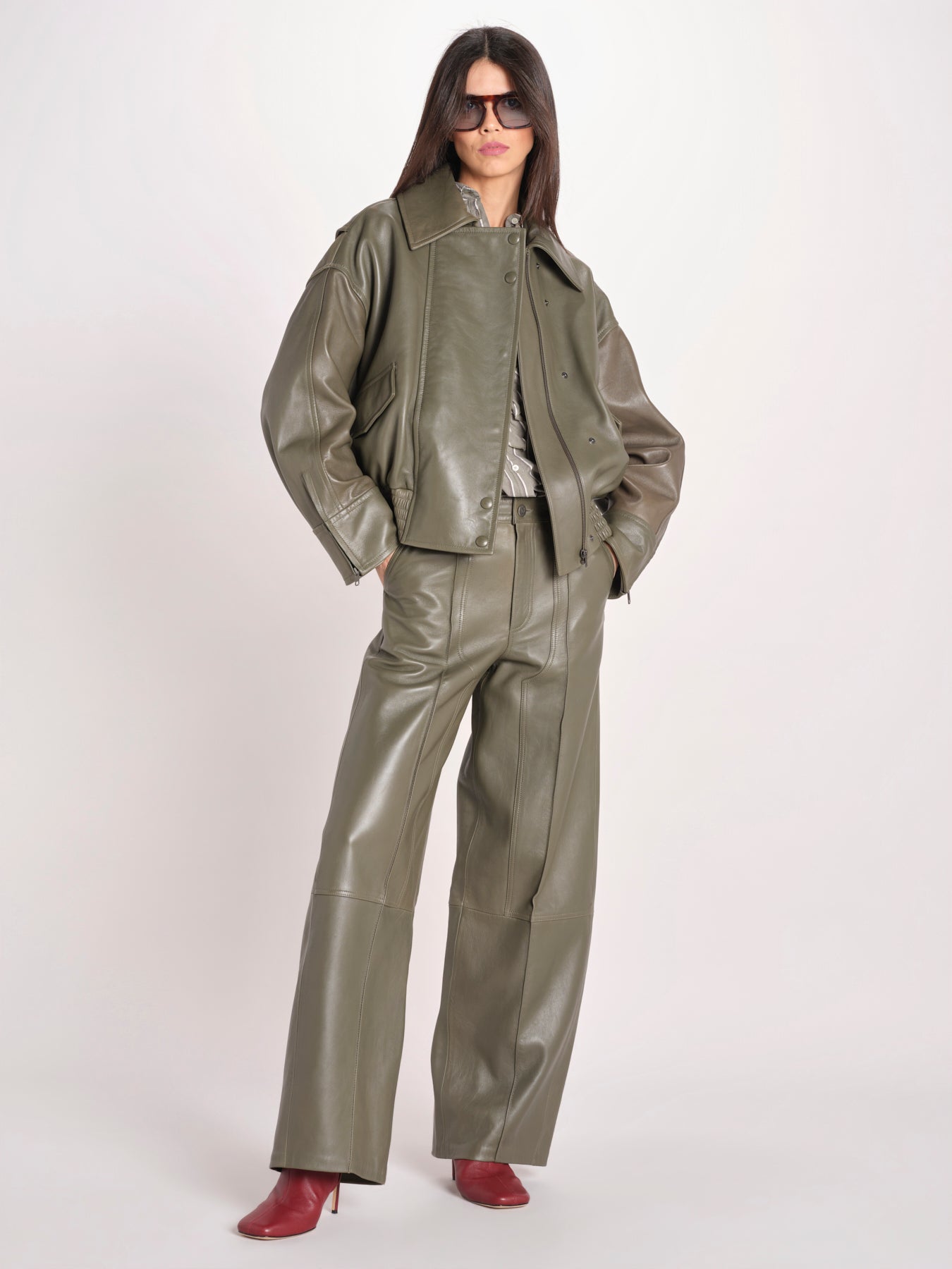 bomber in pelle LAILA IO118057 DAR EUCALUPTUS GR533 ivy oak 