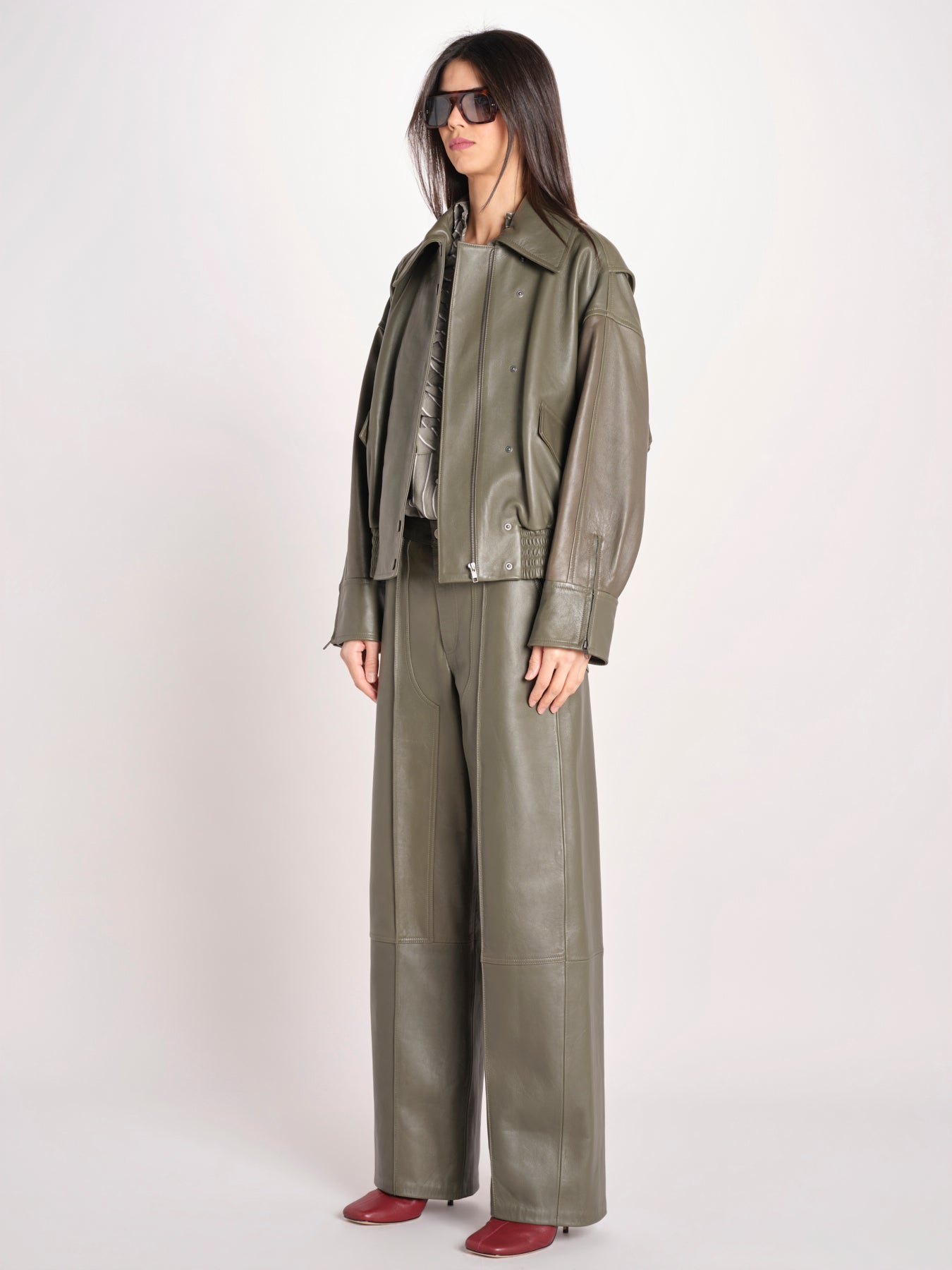 bomber in pelle LAILA IO118057 DAR EUCALUPTUS GR533 ivy oak 