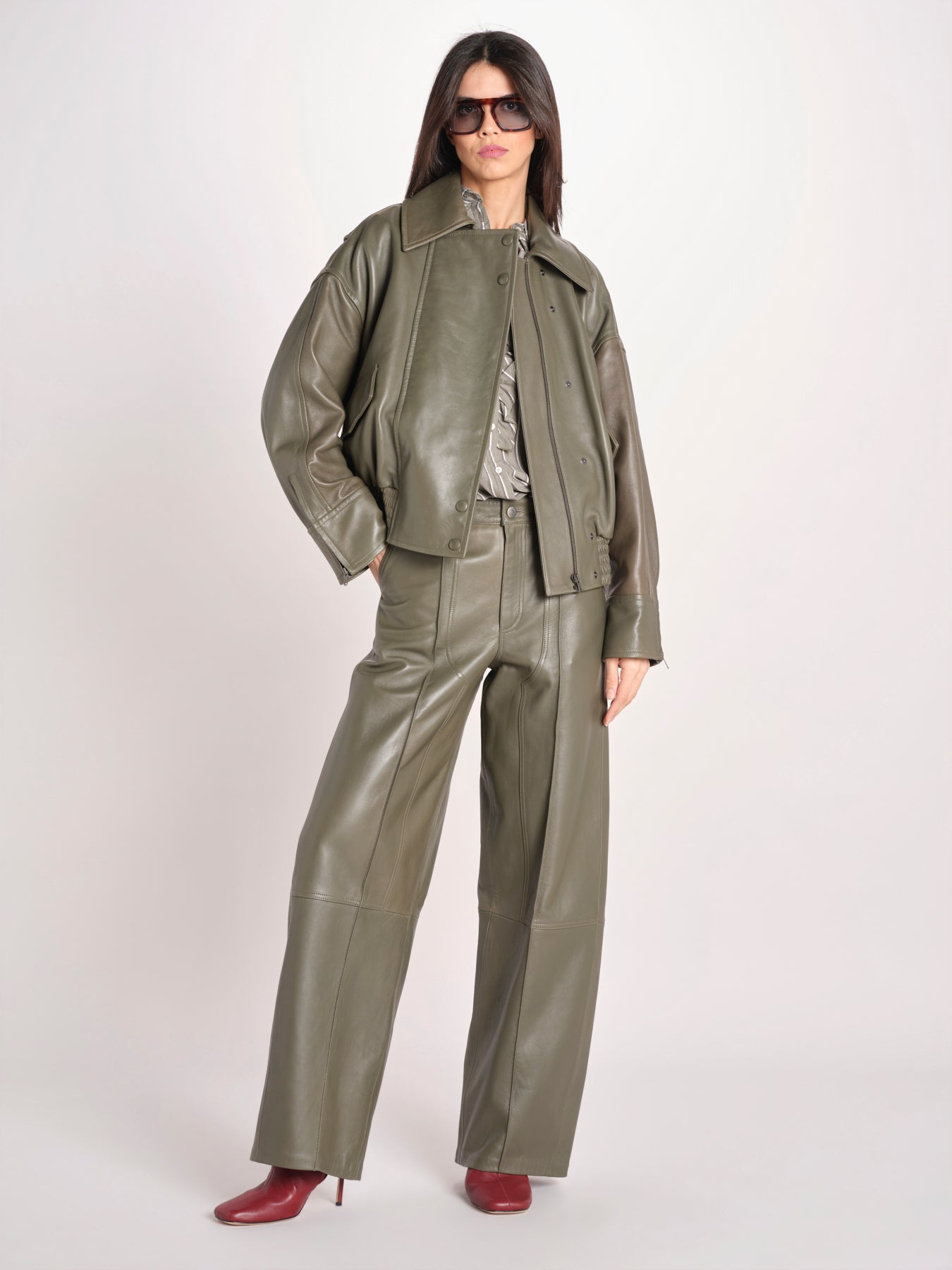bomber in pelle LAILA IO118057 DAR EUCALUPTUS GR533 ivy oak 