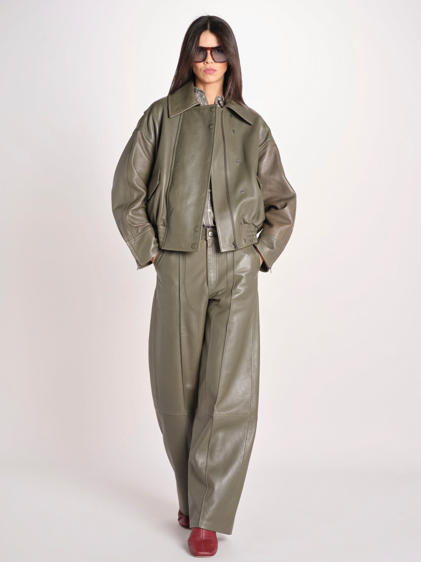 bomber in pelle LAILA IO118057 DAR EUCALUPTUS GR533 ivy oak 