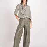pantalone in pelle LESLIE IO118060 DARK EUCALYPTUS GR533 ivy oak 