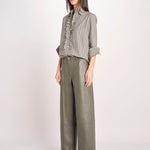 pantalone in pelle LESLIE IO118060 DARK EUCALYPTUS GR533 ivy oak 