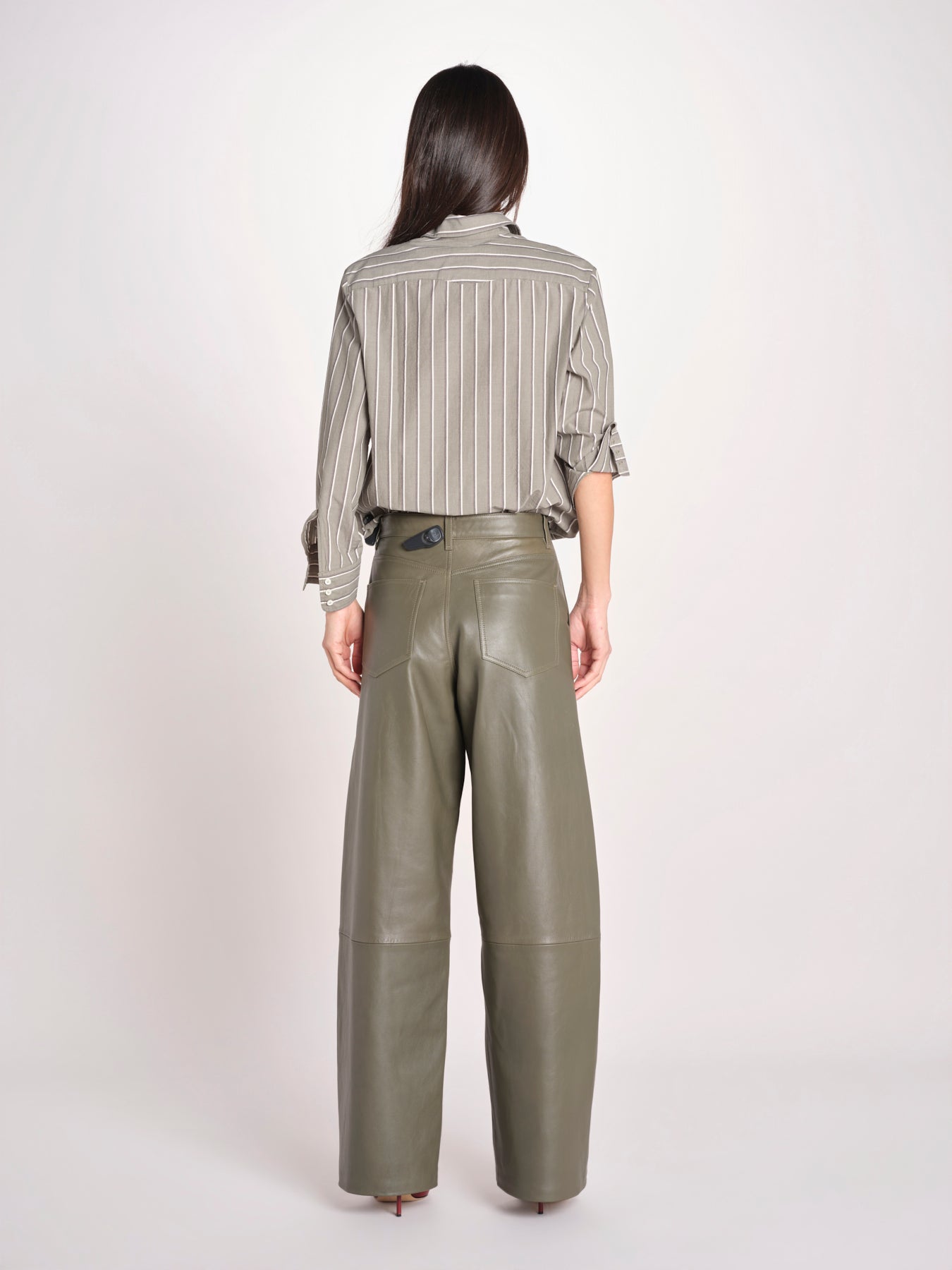 pantalone in pelle LESLIE IO118060 DARK EUCALYPTUS GR533 ivy oak 
