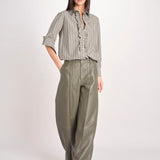 pantalone in pelle LESLIE IO118060 DARK EUCALYPTUS GR533 ivy oak 