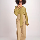 ALISS camicia cropped in seta con manica a sbuffo ALISS MJD10184141BI KHAKI jejia 