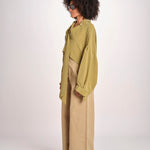 ALISS camicia cropped in seta con manica a sbuffo ALISS MJD10184141BI KHAKI jejia 