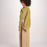 ALISS camicia cropped in seta con manica a sbuffo ALISS MJD10184141BI KHAKI jejia 