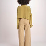 ALISS camicia cropped in seta con manica a sbuffo ALISS MJD10184141BI KHAKI jejia 