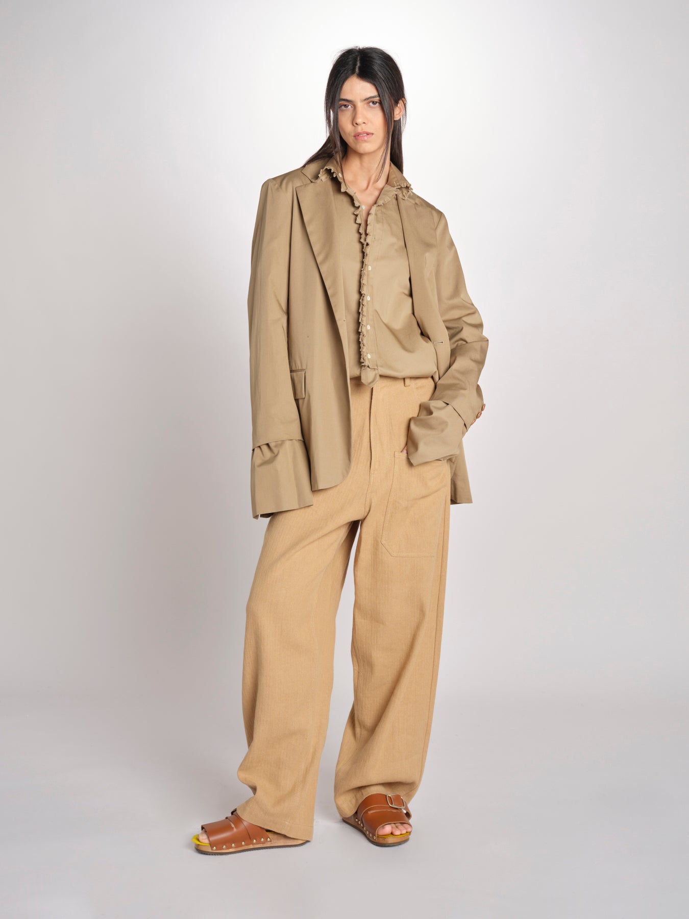 camicia in canvas sfrangiata BABY MJD160_ATEX44 BEIGE jejia 