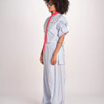 camicia maniche corte a righe con piping BERTA LIGHT BLUE STRIPES jejia 