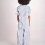 camicia maniche corte a righe con piping BERTA LIGHT BLUE STRIPES jejia 
