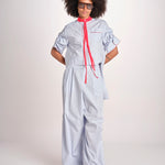 camicia maniche corte a righe con piping BERTA LIGHT BLUE STRIPES jejia 