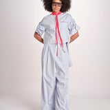 camicia maniche corte a righe con piping BERTA LIGHT BLUE STRIPES jejia 