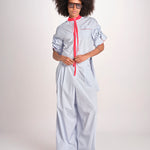 camicia maniche corte a righe con piping BERTA LIGHT BLUE STRIPES jejia 
