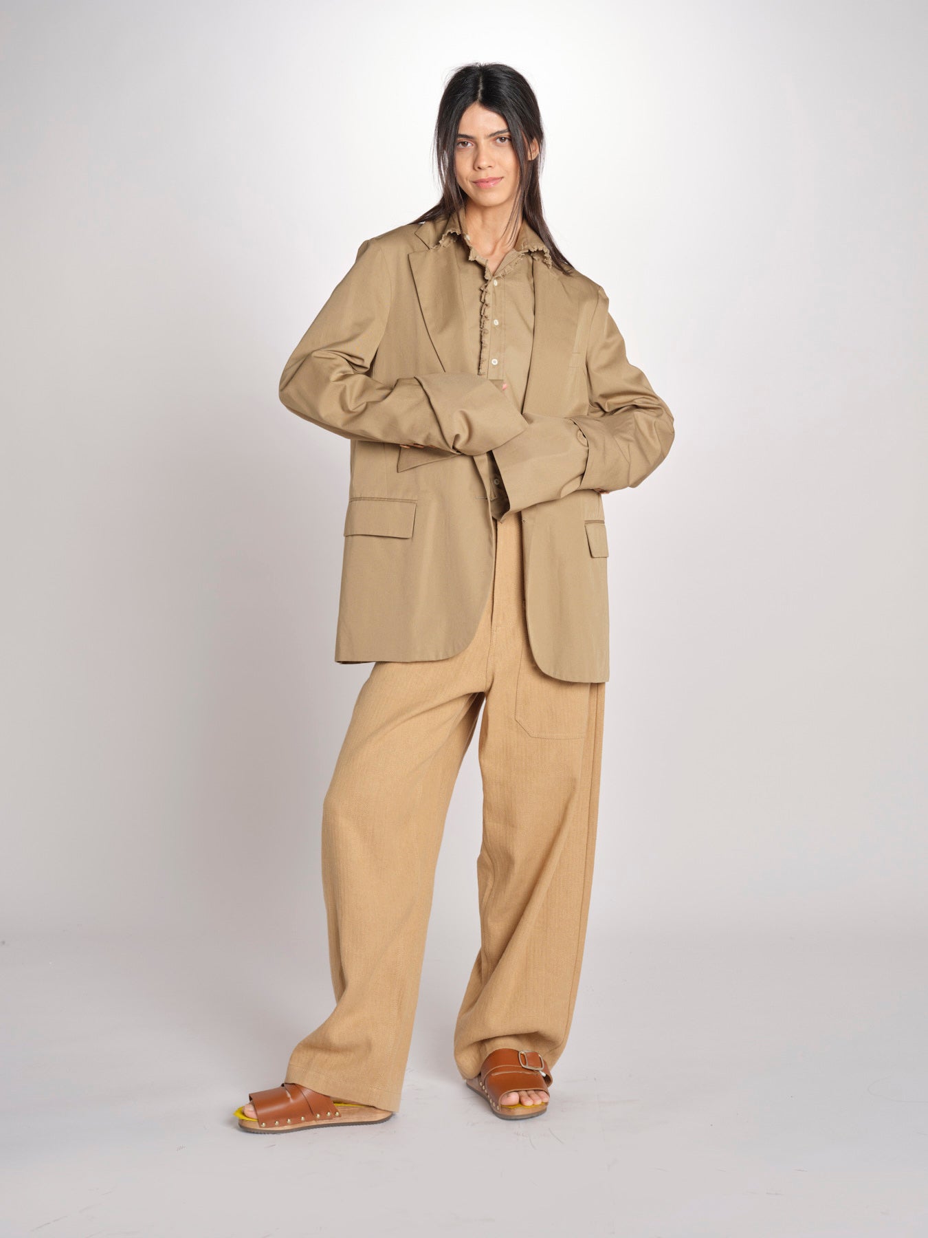 blazer lungo in cotone BIRKIN MJD514_ATEX44 BEIGE jejia 