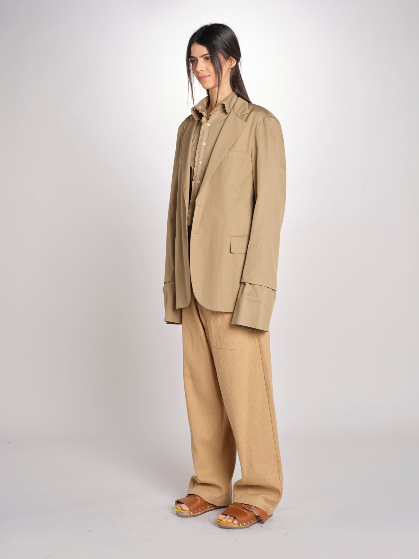 blazer lungo in cotone BIRKIN MJD514_ATEX44 BEIGE jejia 