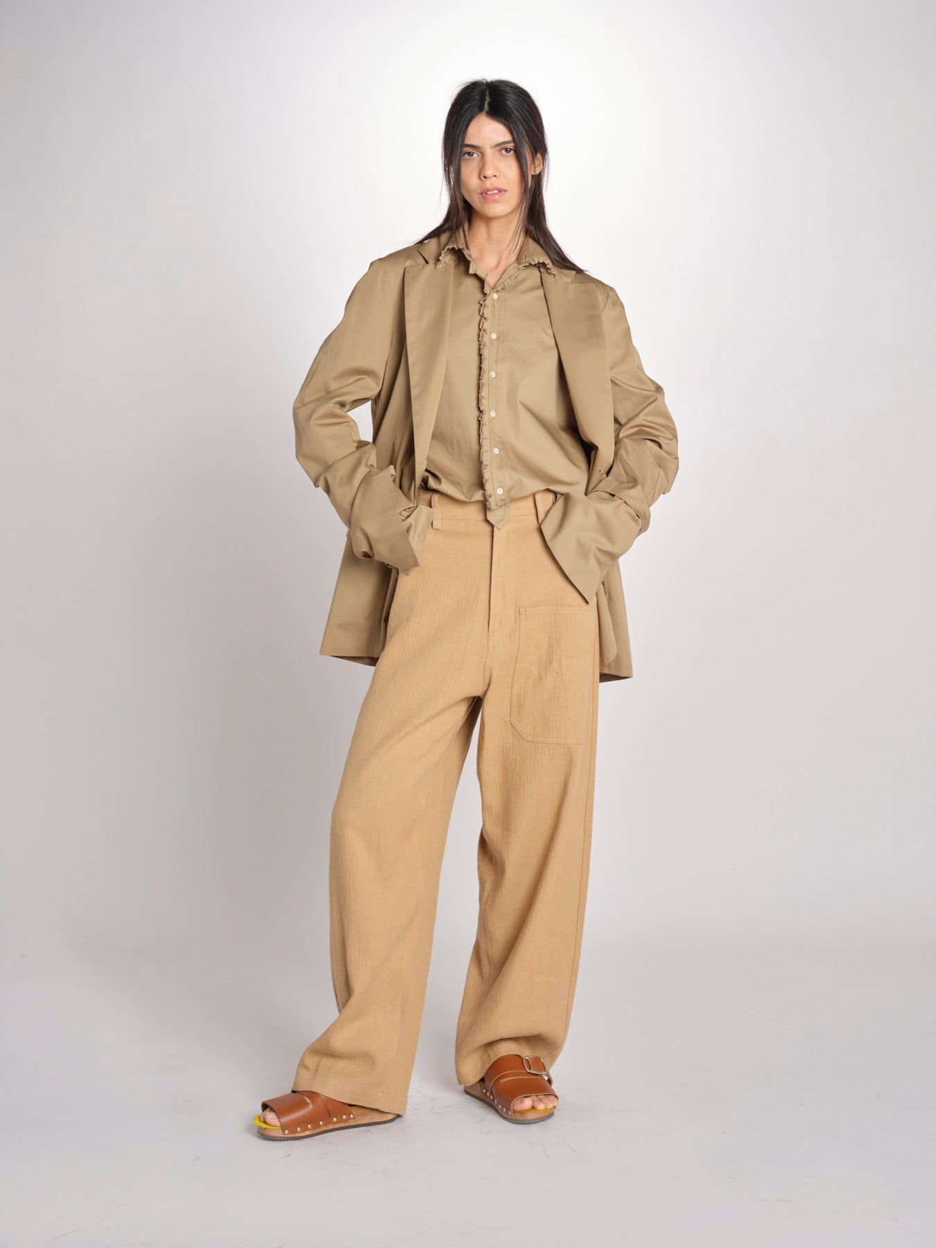 blazer lungo in cotone BIRKIN MJD514_ATEX44 BEIGE jejia 