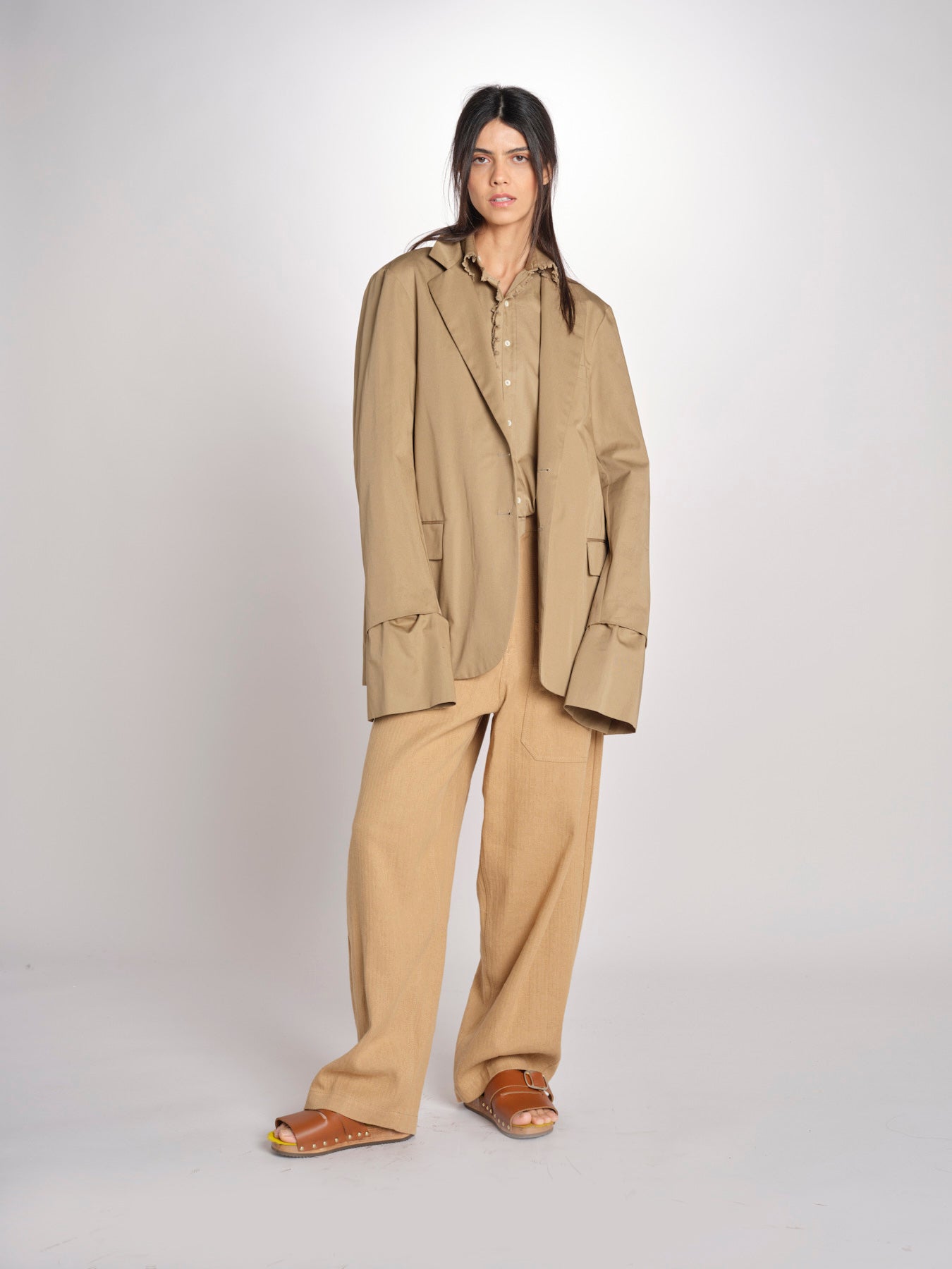 blazer lungo in cotone BIRKIN MJD514_ATEX44 BEIGE jejia 