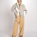 Giubbotto a quadretti reversibile BOMBERTRENCH MJD547_108477 BEIGE BLUE CHECK jejia 