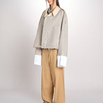 Giubbotto a quadretti reversibile BOMBERTRENCH MJD547_108477 BEIGE BLUE CHECK jejia 