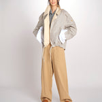 Giubbotto a quadretti reversibile BOMBERTRENCH MJD547_108477 BEIGE BLUE CHECK jejia 