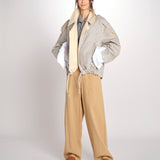 Giubbotto a quadretti reversibile BOMBERTRENCH MJD547_108477 BEIGE BLUE CHECK jejia 