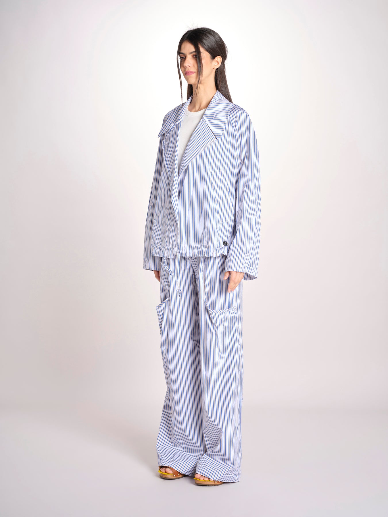 Bomber in popeline a righe BOMBER MJD556_ATEX93 BLUE WHITE STRIPES jejia 