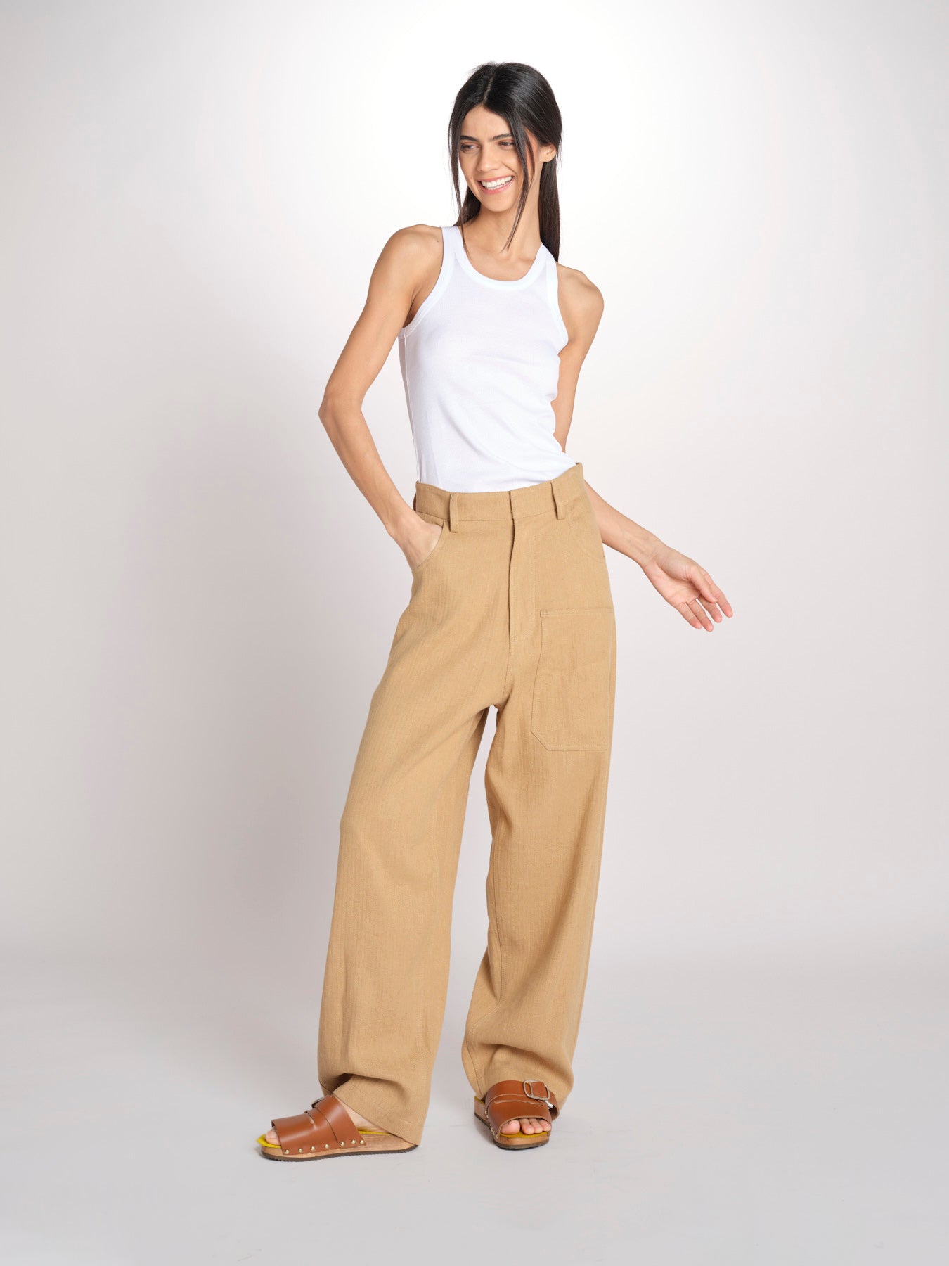 Pantalone con tasche CARLA MJD230_S93058 ROYAL YELLOW jejia 