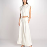 pantalone in crepe CHARLIZE MJD238_76C555 ECRU jejia 