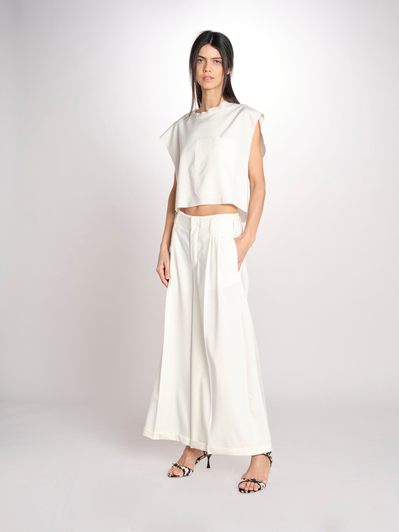 pantalone in crepe CHARLIZE MJD238_76C555 ECRU jejia 