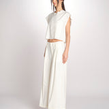 pantalone in crepe CHARLIZE MJD238_76C555 ECRU jejia 