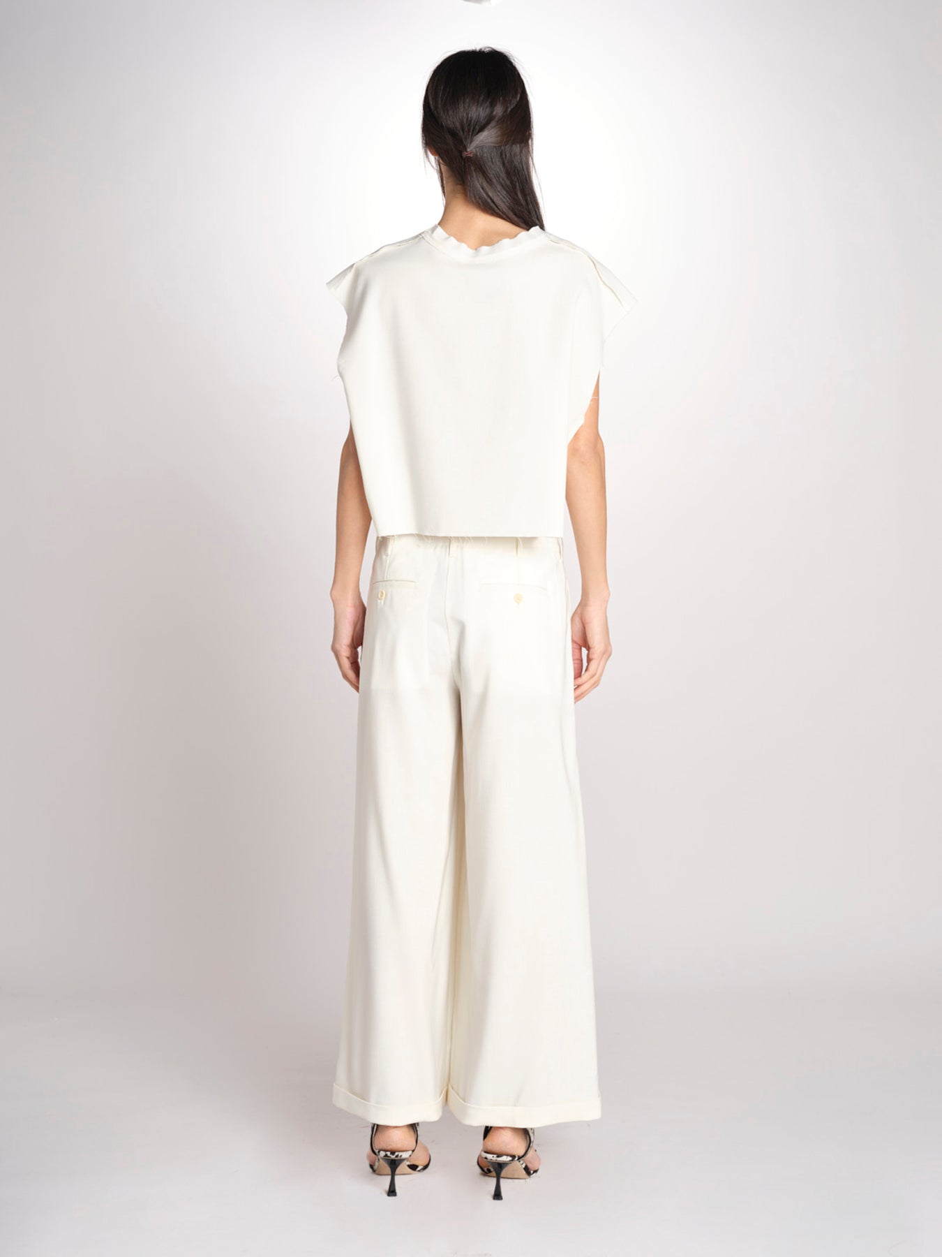 pantalone in crepe CHARLIZE MJD238_76C555 ECRU jejia 