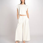 pantalone in crepe CHARLIZE MJD238_76C555 ECRU jejia 