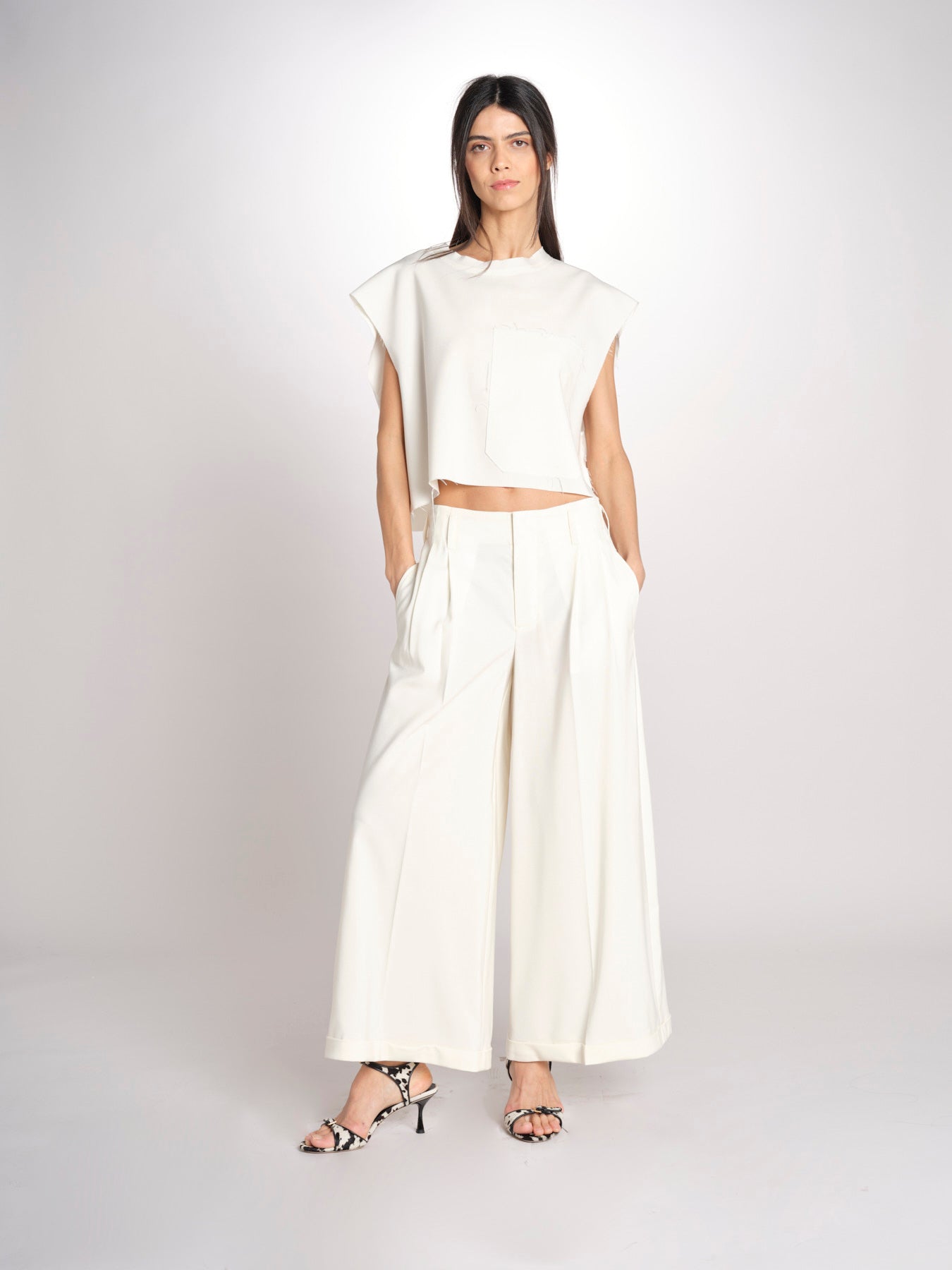pantalone in crepe CHARLIZE MJD238_76C555 ECRU jejia 