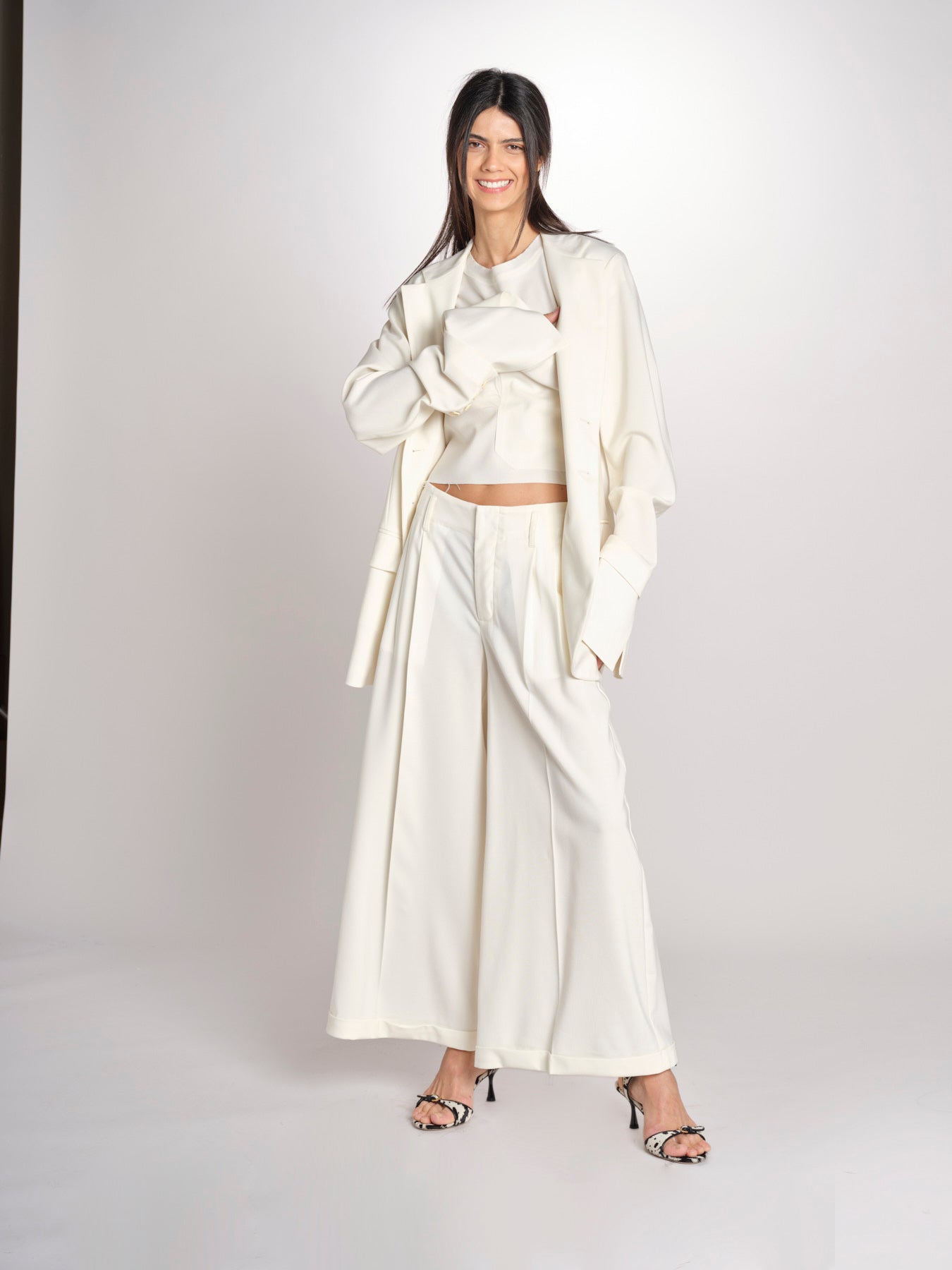 pantalone in crepe CHARLIZE MJD238_76C555 ECRU jejia 