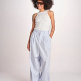 pantalone a righe con piping ELSA MJD266 LIGHT BLUE STIPES jejia 