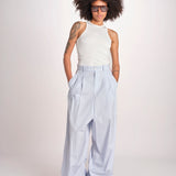 pantalone a righe con piping ELSA MJD266 LIGHT BLUE STIPES jejia 