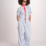 pantalone a righe con piping ELSA MJD266 LIGHT BLUE STIPES jejia 