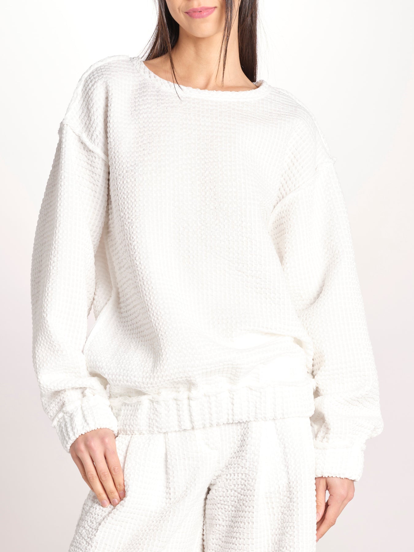 maglia effetto waffle JEJIA MJD171_SHUKU3 WHITE WAFFLE jejia 