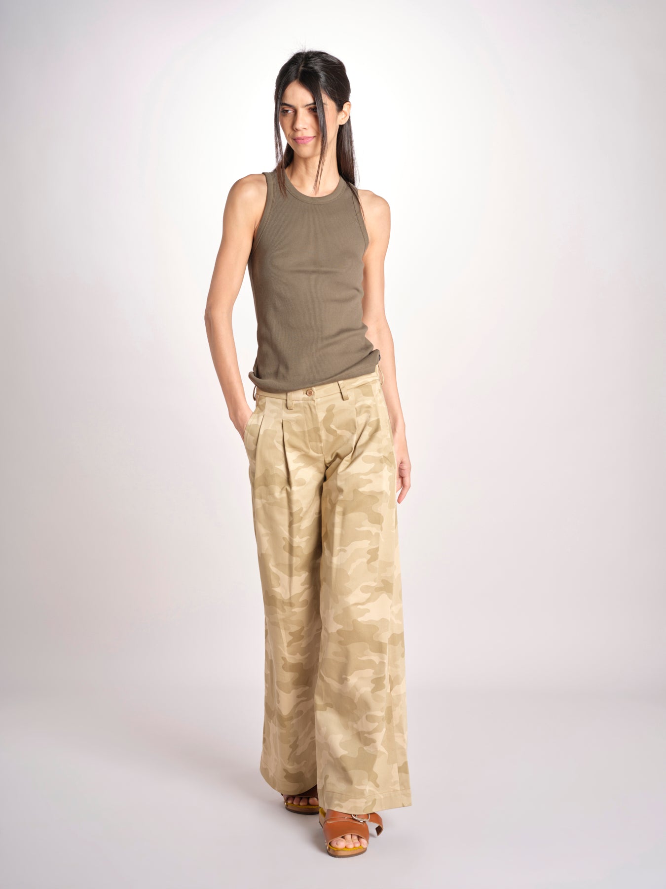 pantaloni camouflage KATHERINE MJD217_A02012 BEIGE CAMOUFLAGE jejia 