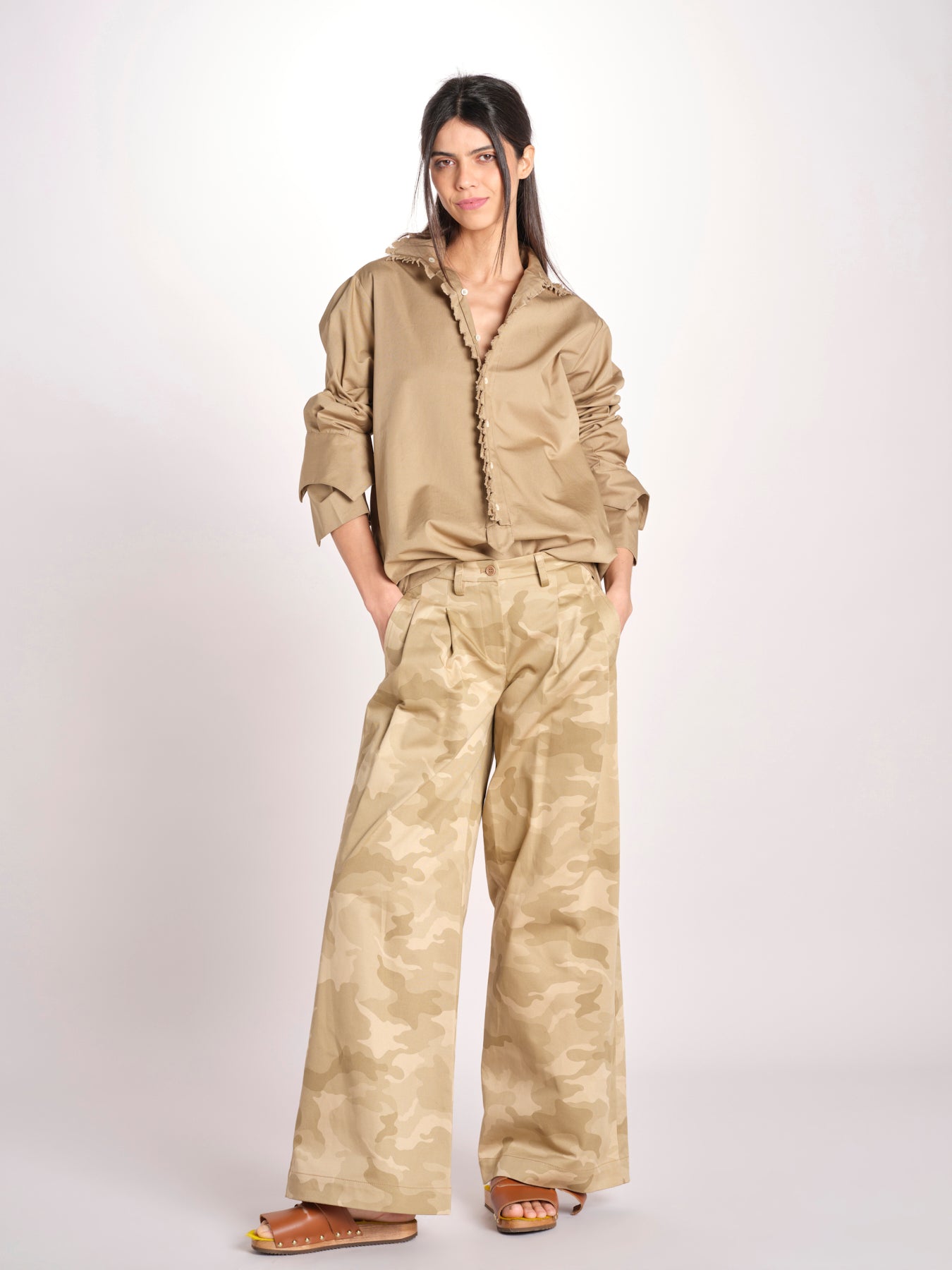 pantaloni camouflage KATHERINE MJD217_A02012 BEIGE CAMOUFLAGE jejia 
