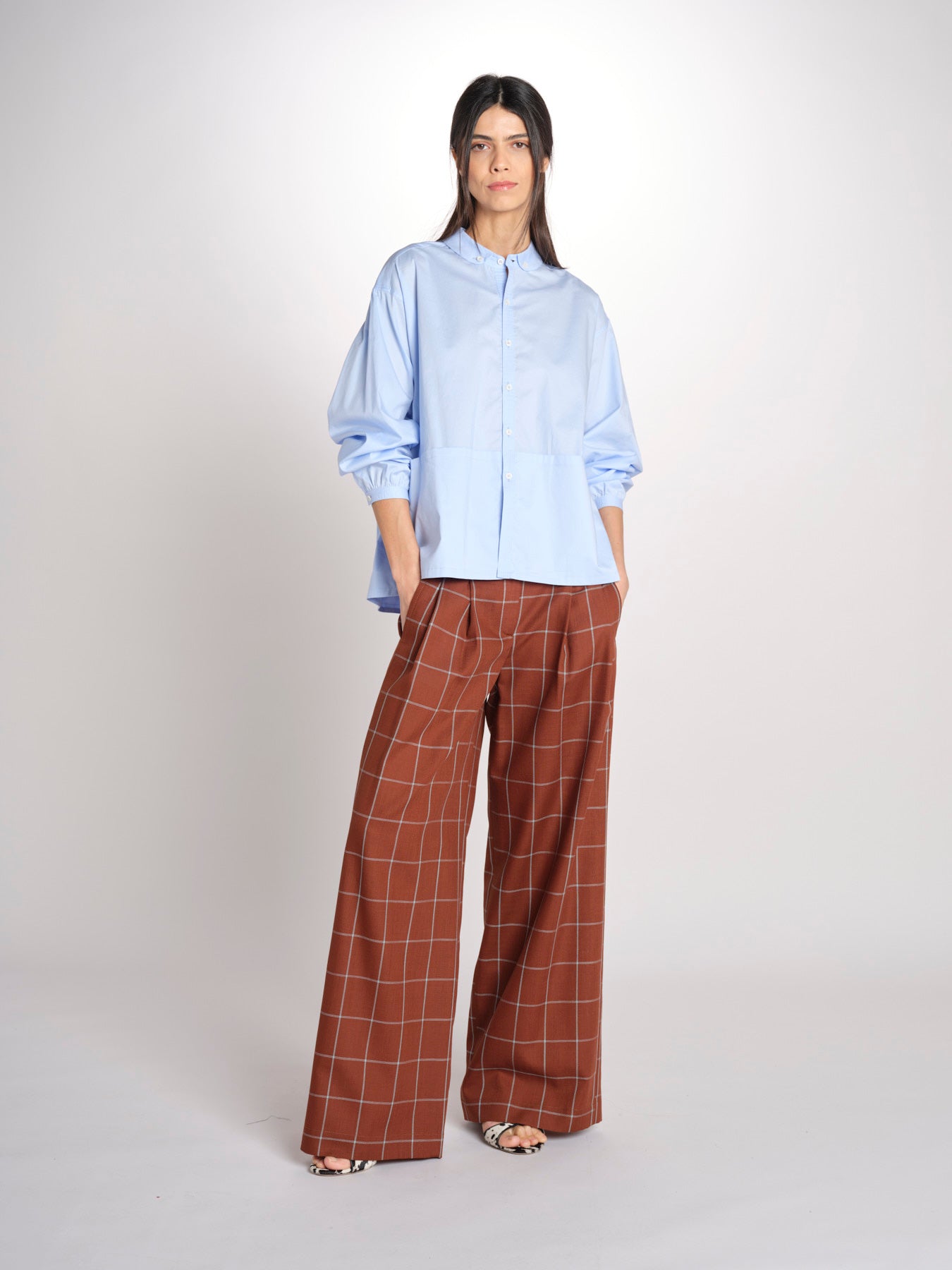 pantaloni check KATHERINE MJD217_LOVECH BURNT CHECK jejia 
