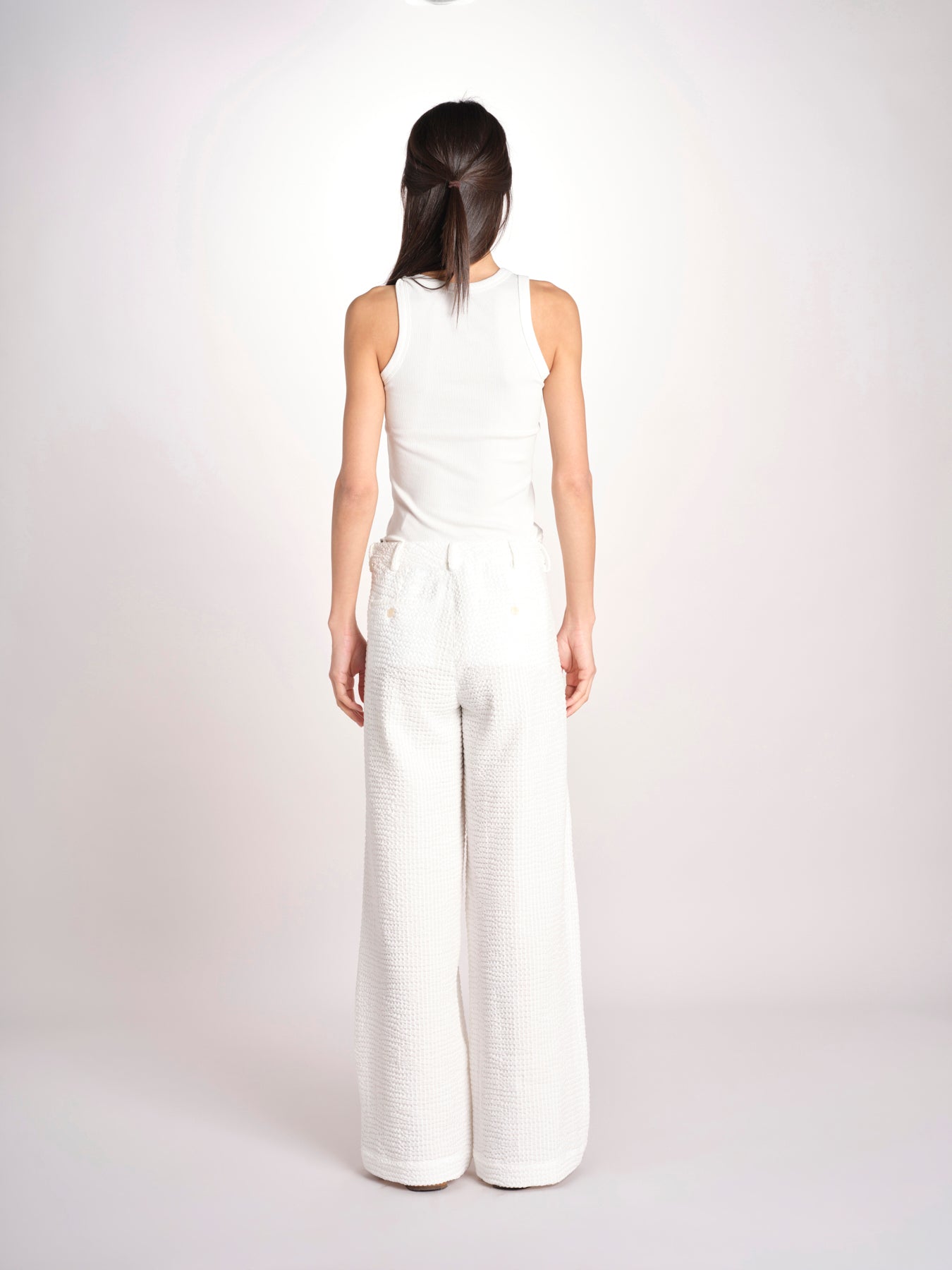 pantalone over effetto waffle KATHERINE MJD27_SHUKU3 WHITE WAFFLE jejia 