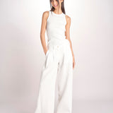 pantalone over effetto waffle KATHERINE MJD27_SHUKU3 WHITE WAFFLE jejia 